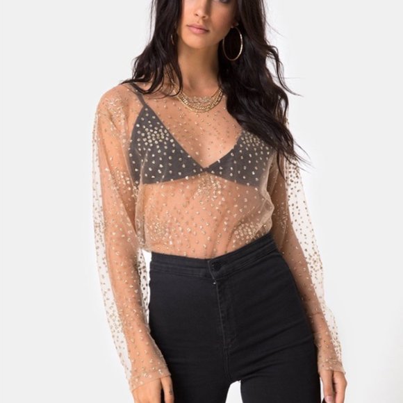 FESTIVAL STYLE - Motel Rocks Sheer Sparkle Top - Picture 1 of 4